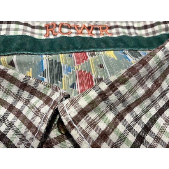 Rocawear Button Up 2XL Mens Brown Green White Embroidered Logo - Picture 7 of 10